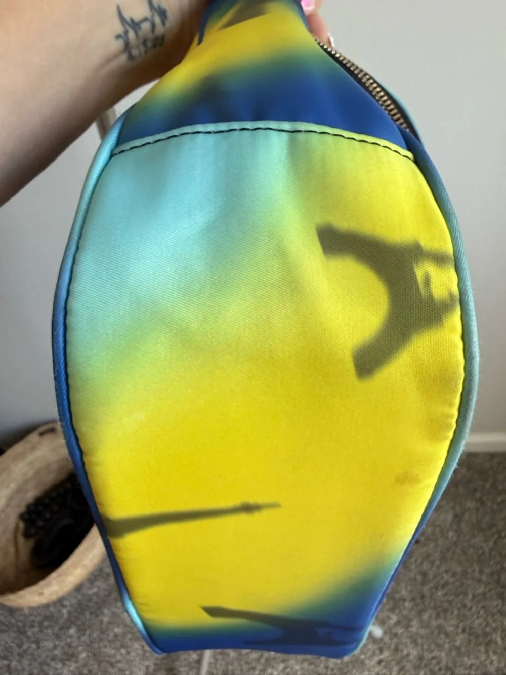 Karl Lagerfeld Paris Cara nylon Blue & Yellow Gradient‎ Eiffel Crossbody Bag